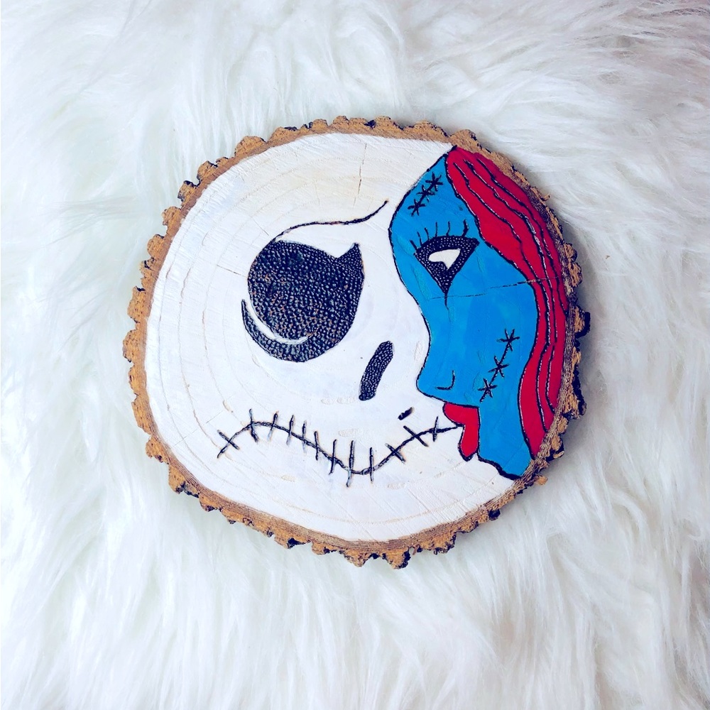 Nightmare Before Christmas Wood Burnt Decor